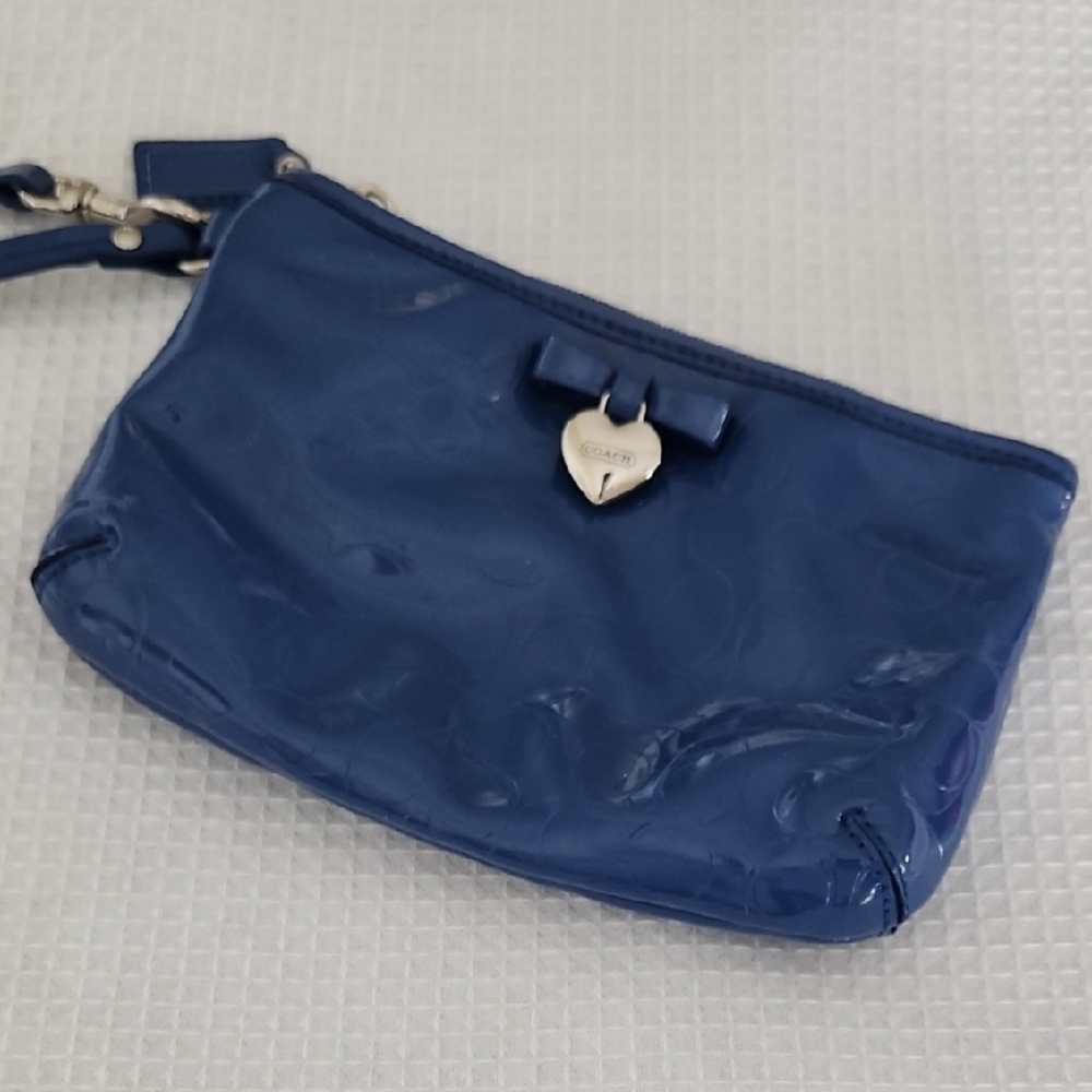Blue Patent Leather Wristlet